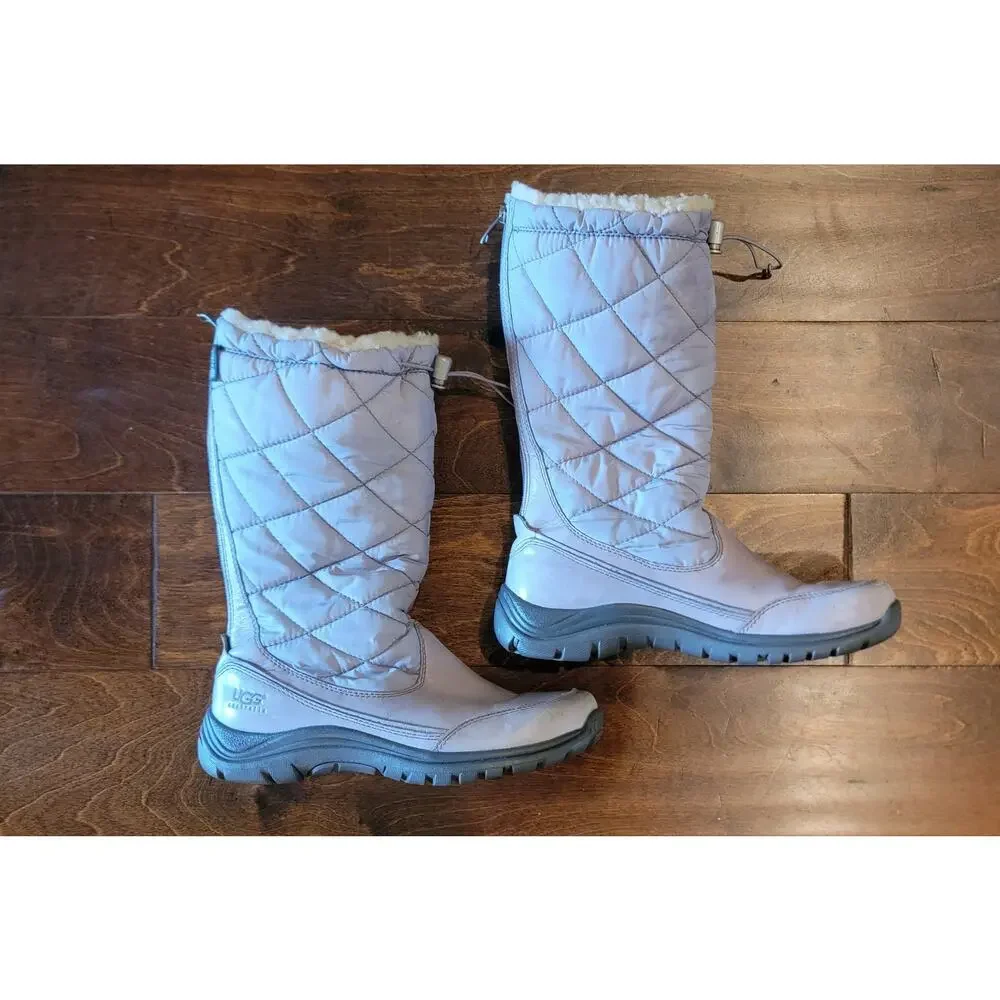 UGG Adirondack Snowpeak Waterproof Winter Boots Grey Quilted Women's 8